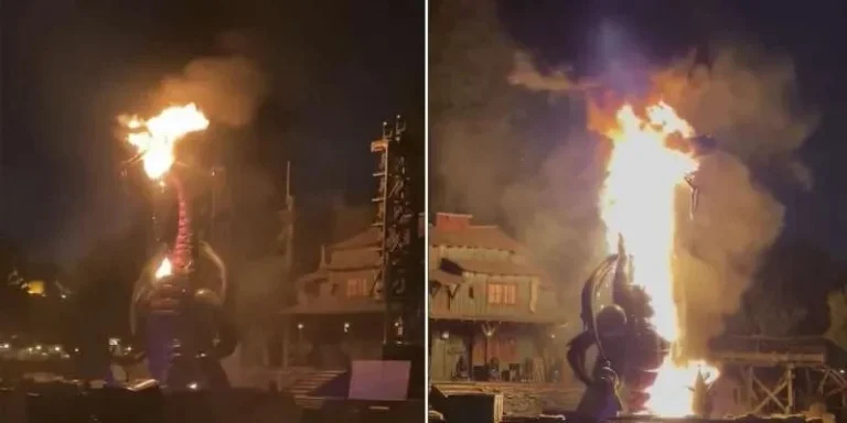 Se incendió un dragón mecánico en Disneyland